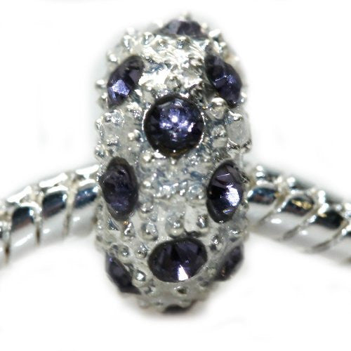 Purple  Rhinestone Spacer European Bead Compatible for Most European Snake Chain Bracelet - Sexy Sparkles Fashion Jewelry