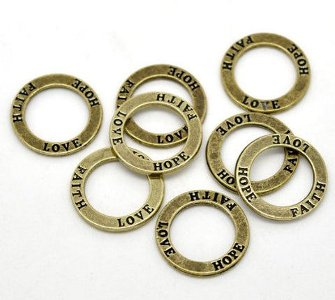 Love Hope Faith Ring Charm Pendant for Necklace - Sexy Sparkles Fashion Jewelry - 2