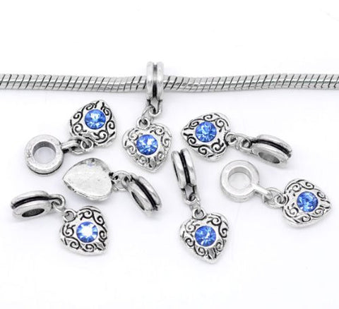 Heart Dangle Created Birthstone Charms for Snake Chain Bracelet - Sexy Sparkles Fashion Jewelry - 3