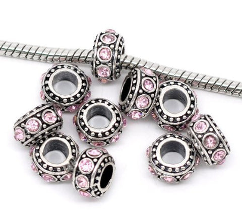 Birthstone Spacer Bead Charm (June Lt Pink) - Sexy Sparkles Fashion Jewelry - 2
