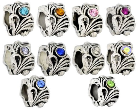 Opal  Rhinestone Flower Bead Charm, For Snake Chain Charm Bracelet - Sexy Sparkles Fashion Jewelry - 2