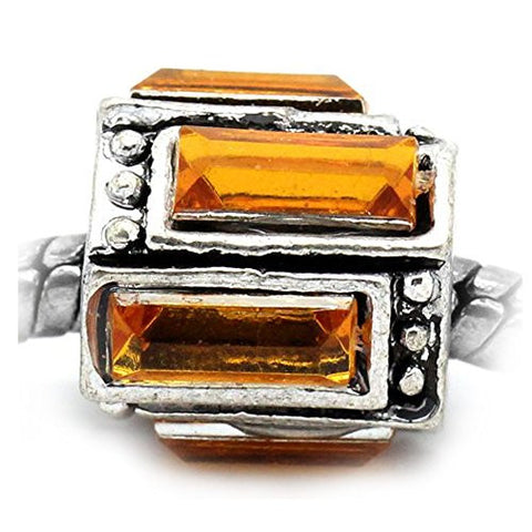 November Topaz Birthstone round Spacer Bead Charm for european snake chain charm Bracelet - Sexy Sparkles Fashion Jewelry - 1