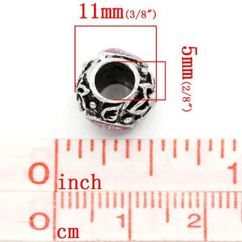 Glitter Inspirational Flower Charm Spacer Bead for Snake Chain Bracelet (Pink) - Sexy Sparkles Fashion Jewelry - 2