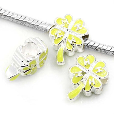 4 Leaf Clover Yellow Charm Beads For Snake Chain Charm Bracelet - Sexy Sparkles Fashion Jewelry - 2