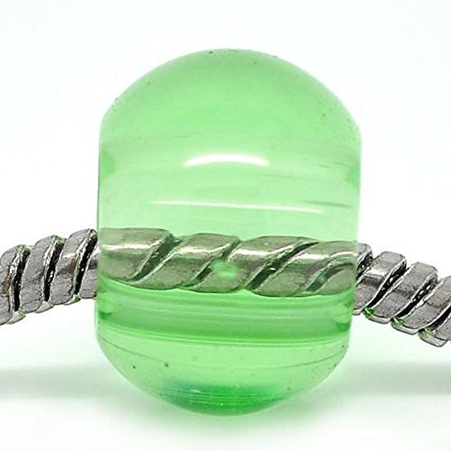 10 Clear Green Glass Murano Charm European Bead Compatible for Most European Snake Chain Bracelet