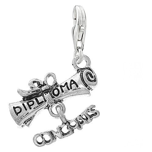 Congrats Diploma Clip on Pendant Charm for Bracelet or Necklace
