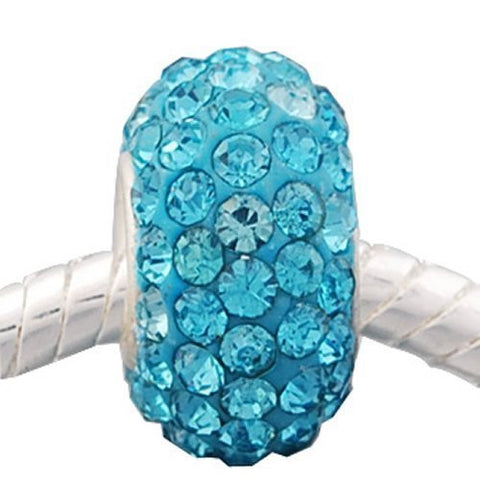 Light Blue  Crystal Bead European Bead Compatible for Most European Snake Chain Charm Bracelet - Sexy Sparkles Fashion Jewelry - 2