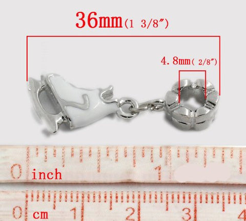 Ice Skate Spacer Beads for Snake Chain Charm Bracelet - Sexy Sparkles Fashion Jewelry - 3