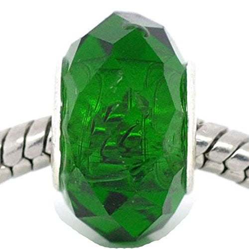 Green Charm Bead ,Glass Style Faceted Glass Style Beads - For Snake Chain Charm Bracelet - Sexy Sparkles Fashion Jewelry