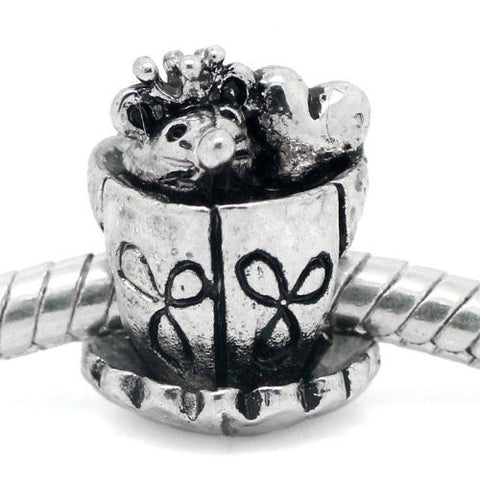 Mouse and Heart Inside Tea/coffee Cup European Bead Compatible for Most European Snake Chain Bracelet - Sexy Sparkles Fashion Jewelry - 4