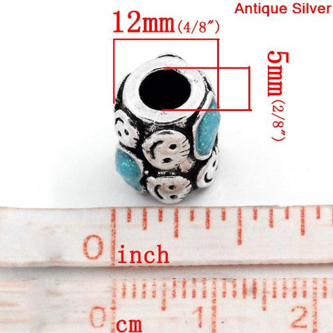 I Love All My Kids W/turquoise Glitter Hearts Bead Charm Spacer For Snake Chain Charm Bracelet - Sexy Sparkles Fashion Jewelry - 3
