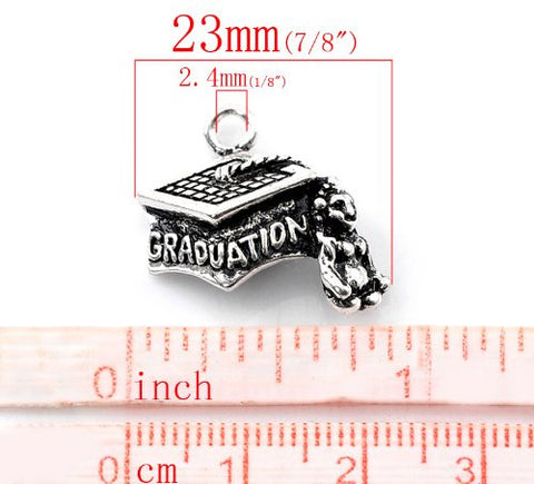 Graduation Trencher Cap Bracelet Necklace Charm Pendant - Sexy Sparkles Fashion Jewelry - 3