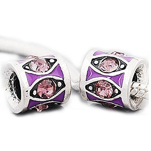 Purple  Rhinestone European European Bead Compatible for Most European Snake Chain Charm Bracelet - Sexy Sparkles Fashion Jewelry - 1