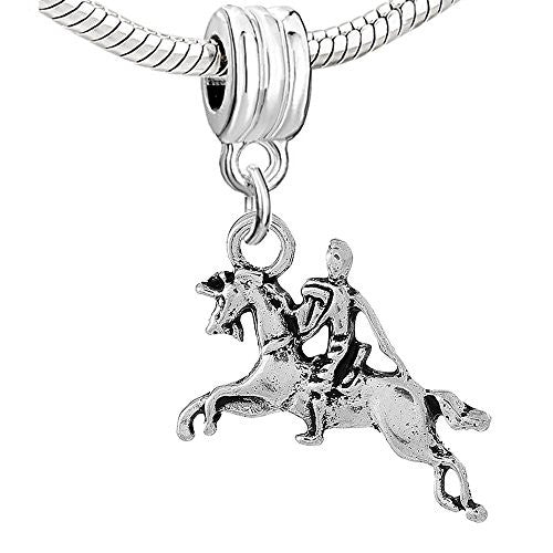 Knight on Horse Dangle Charm European Bead Compatible for Most European Snake Chain Bracelet