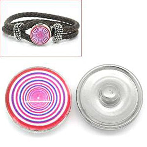 Circle Rings Design Glass Chunk Charm Button Fits Chunk Bracelet - Sexy Sparkles Fashion Jewelry - 1