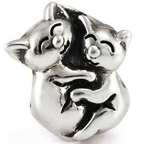 Hugging Kittens Charm European Bead Compatible for Most European Snake Chain Bracelet - Sexy Sparkles Fashion Jewelry - 1