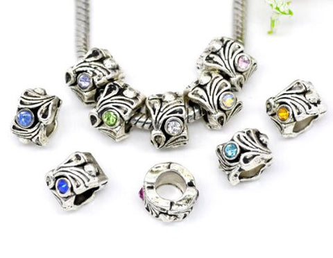 Aquamarine  Rhinestone Flower Bead European Bead Compatible for Most European Snake Chain Charm Bracelet - Sexy Sparkles Fashion Jewelry - 2