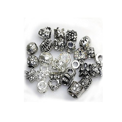 Ten (10) of Assorted Shades of Clear Crystal Rhinestones Beads for Snake Chain Charm Bracelet - Sexy Sparkles Fashion Jewelry - 1