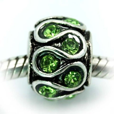 Lt Green  Rhinestone Spacer Bead European Bead Compatible for Most European Snake Chain Charm Bracelet - Sexy Sparkles Fashion Jewelry - 2