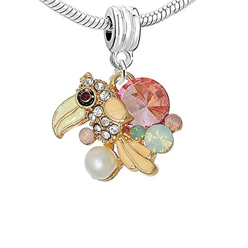 Parrot with ed Crystals Charm European Bead Compatible for Most European Snake Chain Bracelet - Sexy Sparkles Fashion Jewelry