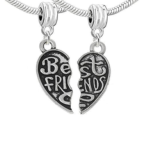 Two Piece Heart Best Friends Dangle Charm European Bead Compatible for Most European Snake Chain Bracelet - Sexy Sparkles Fashion Jewelry