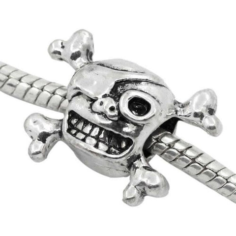 Pirate Skull Spacer European Bead Compatible for Most European Snake Chain Bracelet - Sexy Sparkles Fashion Jewelry - 2