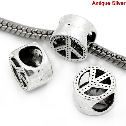 Peace Sign Symbol Charm European Bead Compatible for Most European Snake Chain Bracelet - Sexy Sparkles Fashion Jewelry - 2