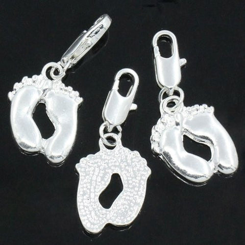 Clip on Footprint Charm Pendant for European Jewelry w/ Lobster Clasp - Sexy Sparkles Fashion Jewelry - 3