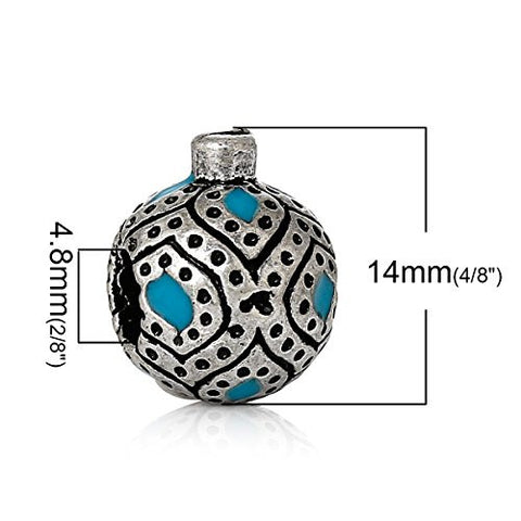 Round Dot Pattern Bead Compatible for Most European Snake Chain Bracelet (Sky Blue) - Sexy Sparkles Fashion Jewelry - 3