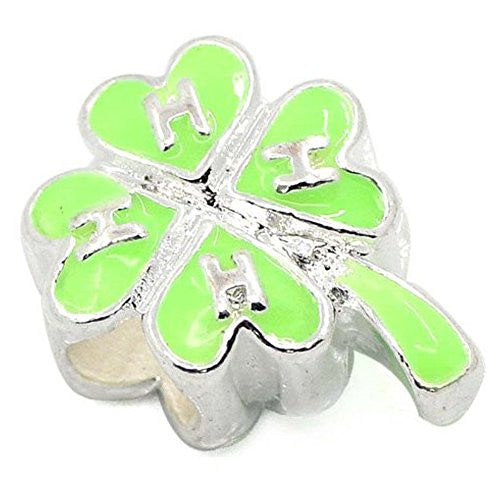 four Leaf Clover Green Charm Beads For Snake Chain Charm Bracelet