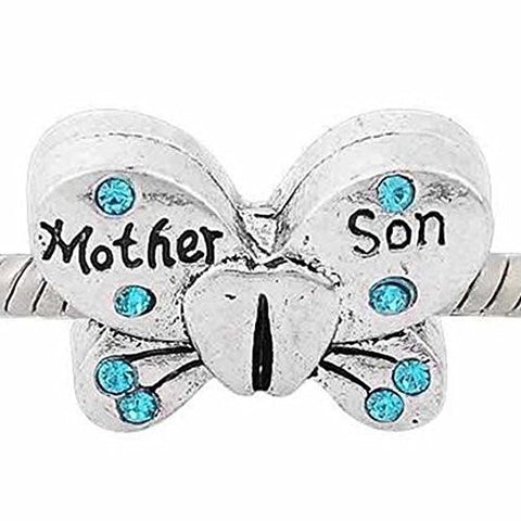 Mother Son Butterfly Charm European Bead Compatible for Most European Snake Chain Bracelets - Sexy Sparkles Fashion Jewelry - 1