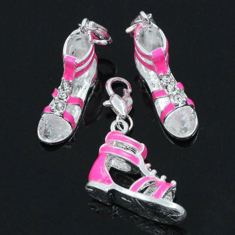 Pink Sandal Clip on Pendant for European Charm Jewelry w/ Lobster Clasp - Sexy Sparkles Fashion Jewelry - 4
