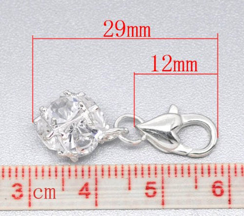April Birthstone Dangle Charm Pendant for European Clip on Charm Jewelry w/ Lobster Clasp - Sexy Sparkles Fashion Jewelry - 2