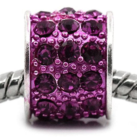 Pink Sparkly Charm w/ Rhinestones for Snake Chain Charm Bracelets - Sexy Sparkles Fashion Jewelry - 1