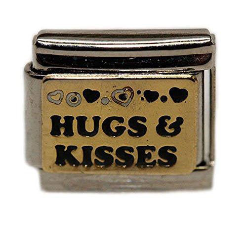 HUGS & KISSES Italian Link Bracelet Charm
