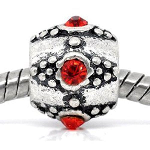Red  Crystals European Bead Compatible for Most European Snake Chain Bracelet