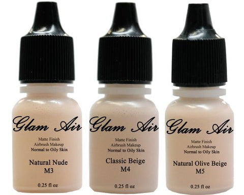 Glam Air Airbrush Water-based Foundation in Set of Three (3) Assorted Light Matte Shades (For Normal to Oily Light/Fair Skin)M3,M4,M5 - Sexy Sparkles Fashion Jewelry - 1