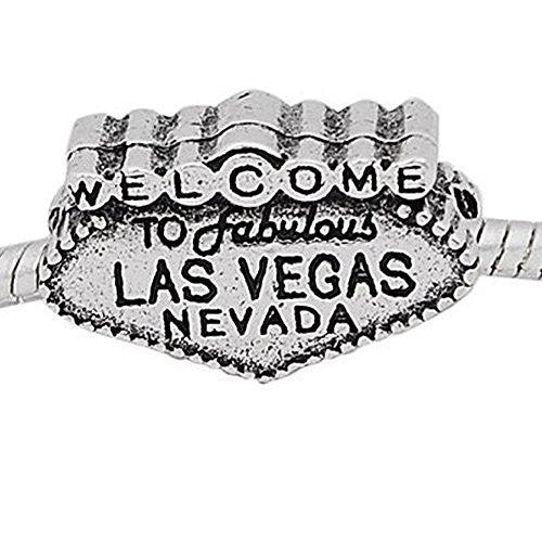 Welcome to Las Vegas Nevada Charm European Bead Compatible for Most European Snake Chain Bracelet - Sexy Sparkles Fashion Jewelry