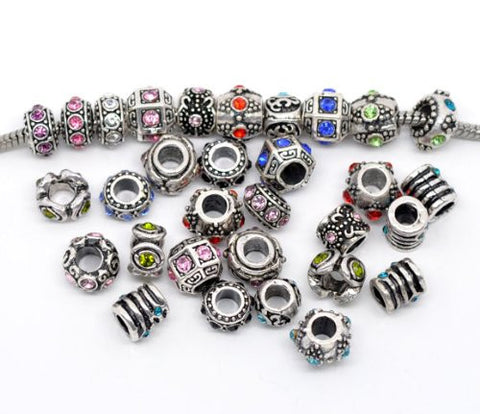 Ten Assorted Crystal Rhinestone Bead Charm Spacers - Sexy Sparkles Fashion Jewelry - 3
