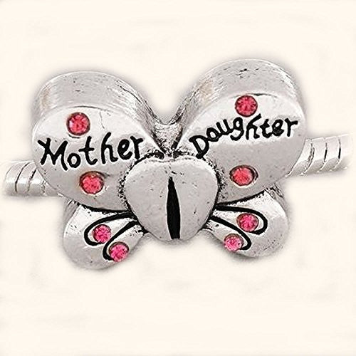 Mother Daughter Butterfly European Bead Compatible for Most European Snake Chain Charm Bracelet - Sexy Sparkles Fashion Jewelry