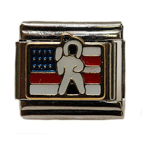 U.S. Astronaut With Flag Italian Link Bracelet Charm