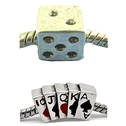 Cube Dice and Poker Card Charm Beads for Snake Chain Bracelet - Sexy Sparkles Fashion Jewelry - 1