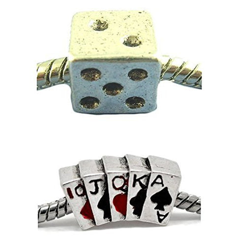 Cube Dice and Poker Card Charm Beads for Snake Chain Bracelet - Sexy Sparkles Fashion Jewelry - 1