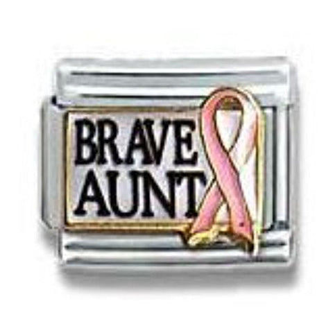 Brave Aunt With Pink Ribbon Italian Link Bracelet Charm - Sexy Sparkles Fashion Jewelry - 1