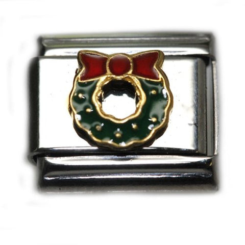 Christmas Wreath Italian Link Bracelet Charm - Sexy Sparkles Fashion Jewelry - 1