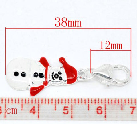 Christmas Snowman Charm Pendant for European Clip on Charm Jewelry w/ Lobster Clasp - Sexy Sparkles Fashion Jewelry - 3