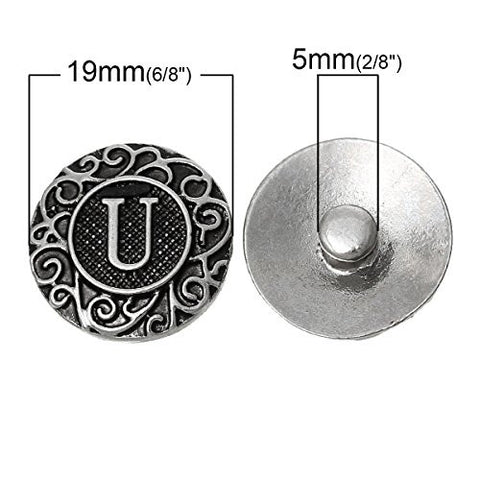 Alphabet Letter U Chunk Snap Button or Pendant Fits Snaps Chunk Bracelet - Sexy Sparkles Fashion Jewelry - 3