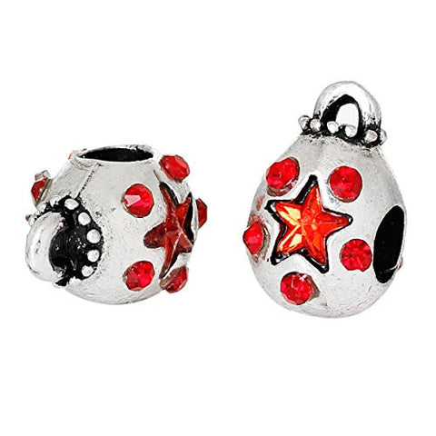 Money Bag With Red Crystals Charm Bead Spacer for European Snake Chain Charm Bracelets - Sexy Sparkles Fashion Jewelry - 2
