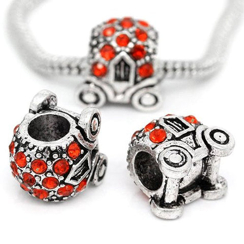 Cinderella's Pumpkin Carriage Charm W/crystals Bead For Snake Chain Bracelet - Sexy Sparkles Fashion Jewelry - 2