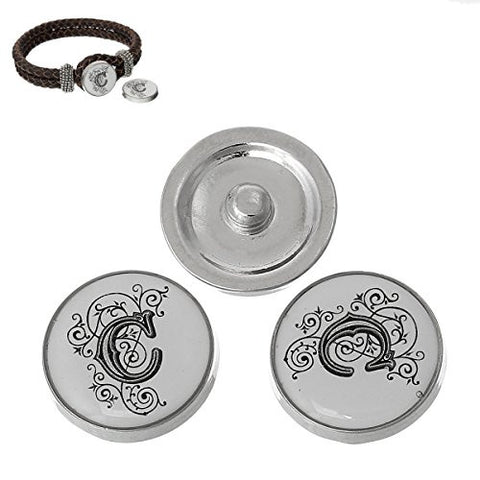 Alphabet Letter C Chunk Snap Button Pendant Fits Snaps Chunk Bracelet - Sexy Sparkles Fashion Jewelry - 3